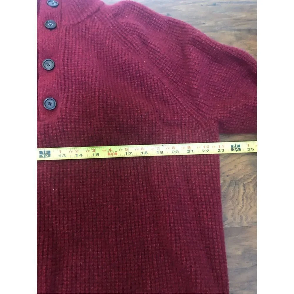 Banana Republic Wool Blend Henley Sweater XL Burgundy Button Neck